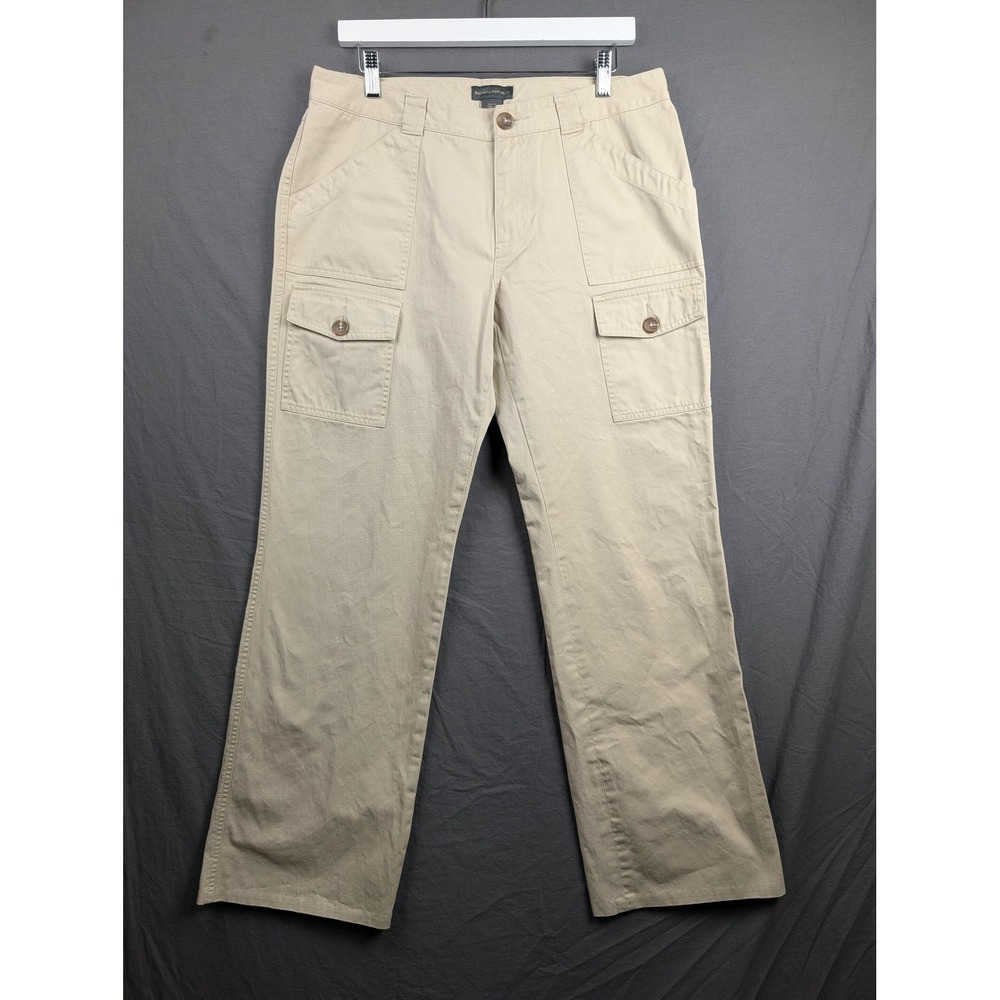 Banana‎ Republic Womens Khaki Cargo Pants Size 12 Tan Cotton Straight Leg